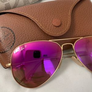 Polarized Ray Ban Pink aviators- Womens